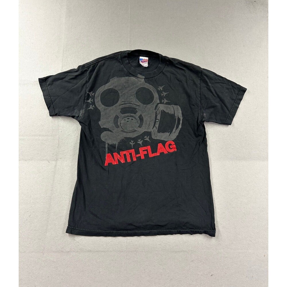 Vintage Anti-Flag Gas Mask Punk Rock Band XL T Shirt Faded Black Murina Tag